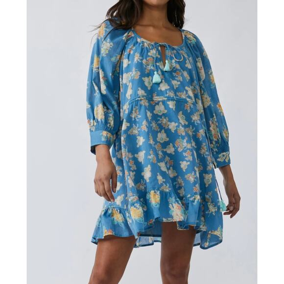 Free People Camella Mini Dress Blue Size Large Summer Dress - Picture 2 of 10